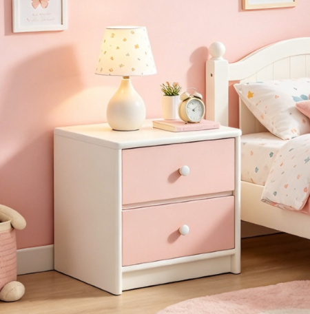 Pink and White Two-Tone Children's Bedside Table